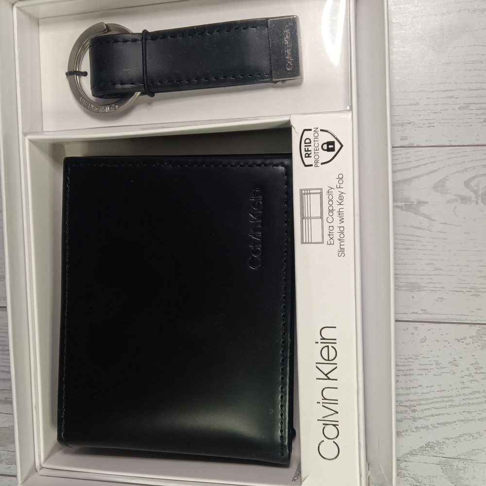 Calvin Klein Black Wallet and Key Fob Set